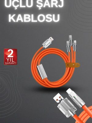 120W Hızlı Şarj Kablosu Turuncu Yüksek Güç Kapasitesi Çoklu Şarj Girişi