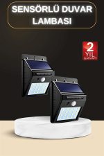 Bahçe Aydınlatma Sensörlü Güneş Enerjili Duvar Lambası 40 Led Işık - Görsel 2