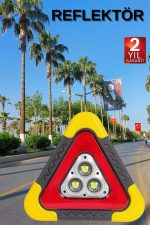 Reflektör Güneş Panelli Solarlı Şarjlı Üçgen Işıklı Trafik Reflektör Fener - Görsel 2
