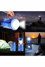 Solar Şarjlı Kamp Lambası Güneş Enerjili Kızaklı Kamp Feneri Çadır Feneri Led Işıldak - Görsel 5