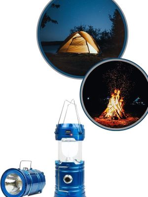 Büyük Boy Güneş Enerjili Kamp Feneri Işıldak Lamba USB Şarjlı