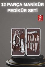 12 Parça Paslanmaz Çelik Kompakt ve Taşınabilir Manikür Makası Tırnak Makası - Görsel 2