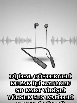 Alarm ve Titreşim Özellikli Akıllı Saat ve Mikrofonlu Kablolu Bluetooth Kulaklık 60 Saat
