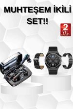 Kulak İçi Kablosuz Bluetooth Kulaklık ve NFC ve GPS Özellikli Akıllı Saat Alarm ve Titreşim - Görsel 2