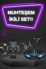 Kablosuz Bluetooth Bağlantılı Kulaklık ve Dokunmatik Ekran Akıllı Saat Arama Cevaplama - Görsel 2