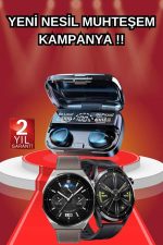 İkili Set Akıllı Saat Ve Bluetooth Kulaklık Kablosuz Uzun Pil Ömrü Spor Modları - Görsel 2