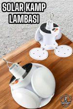 Kamp Lambası Işıldak Beyaz Işık Güneş Enerjili Solar Aydınlatma 5 Kanatlı Katlanabilir - Görsel 2