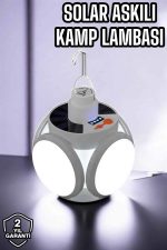 Güneş Enerjili Solar Aydınlatma Kamp Çadır Lambası Şarjlı Ampül Led Şarjlı El Feneri Işıldak - Görsel 2