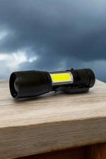 Şarjlı Metal Zoomlu El Feneri Işıldak Led Işık Taşınabilir El Lambası - Görsel 5