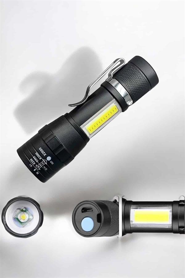 Compressed by jpeg-recompress El Feneri Led USB Şarjlı Zoom Mini Led Işık Acil Durum Feneri - Görsel 1