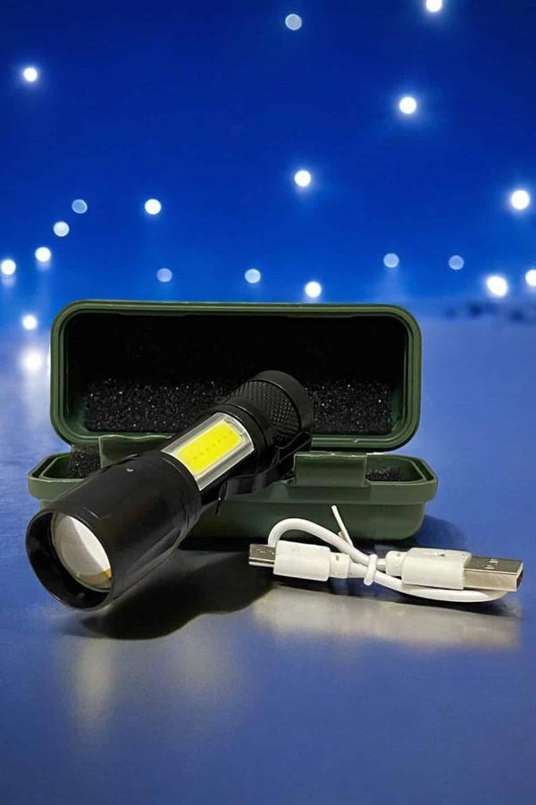 Compressed by jpeg-recompress El Feneri Led USB Şarjlı Zoom Mini Led Işık Acil Durum Feneri - Görsel 3