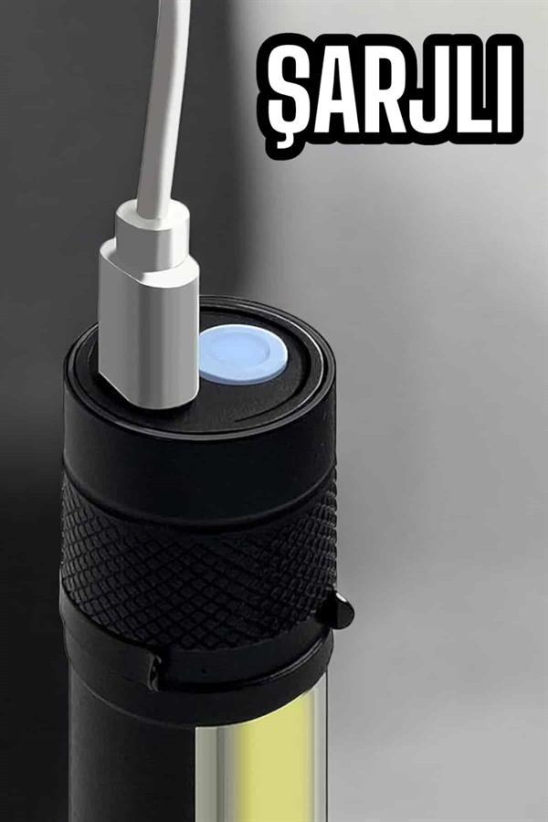 Compressed by jpeg-recompress El Feneri Led USB Şarjlı Zoom Mini Led Işık Acil Durum Feneri - Görsel 5