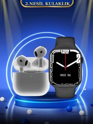 3.Nesil TWS Bluetooth Kulaklık ve Dokunmatik Ekran Akıllı Saat Sesli Görüşme