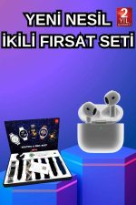 3.Nesil TWS Bluetooth Kulaklık Bluetooth Bağlantılı Akıllı Saat Amoled Ekran Plastik Hasır Kordon - Görsel 2