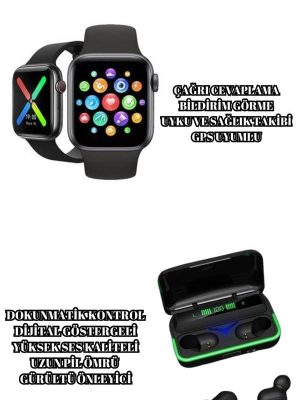 Ucuz ve Kaliteli Kulaklıklı Saat Seti Bluetooth Bağlantılı Akıllı Saat ve Kulaklık