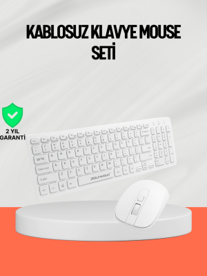 Beyaz Kablosuz Klavye Fare Seti Kablosuz Fare USB Alıcı PC Uyumlu