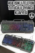 Q Klavye RGB Işıklı Klavye Ve Mouse Seti Kablolu Mouse Hediyeliş - Görsel 2