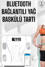 Akıllı Tartı Dijital Baskül Yağ Su Kas Vücut Kitle Kilo Ölçer Tartı - Görsel 2