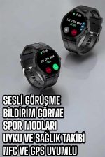 Akıllı Saat Sesli Görüşme Bluetooth Bağlantılı 3 Kordonlu - Görsel 4