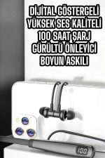 Boyun Askılı Bluetooth Kulaklık Uzun Şarj Süreli Dijital Göstergeli Kablolu - Görsel 4
