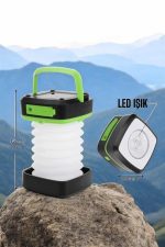 Led Lamba Kamp Lambası Hafif Taşınabilir Şarj Süreli Akordeon El Fenerli - Görsel 4