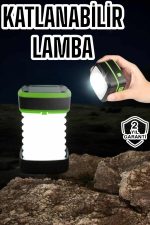 Katlanabilir Kamp Lambası Solar Fener Görünümlü 3 Kademeli Şarjlı - Görsel 2