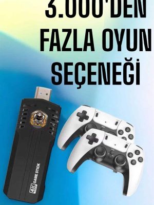 8K Android TV Gme Stick Video Oyun Konsolu Aile Retro 35000 Oyunlu Çift Kollu