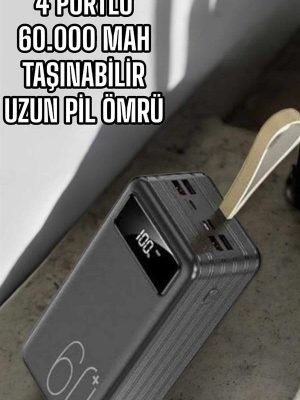 Powerbank 60.000 MAH Dijital Göstergeli 4 Portlu Taşınabilir