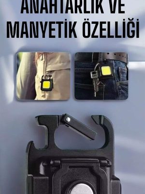 Anahtarlık Çok Amaçlı Mıknatıslı Taşınabilir Işık Led Şarjlı