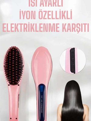 Fön Etkili Saç Düzleştirici Tarak Yıpranma Karşıtı Döner Kablo Isı Ayarlı