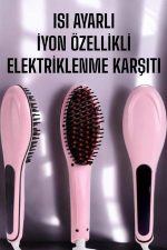 Fön Tarağı Saç Düzleştirici Sıkı Dişli Isı Ayarlı Elektriklenme Karşıtı - Görsel 5