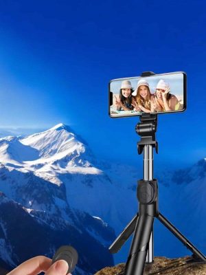 Selfie Çubuğu Tripod Kumandalı Telefon Tutucu Siyah
