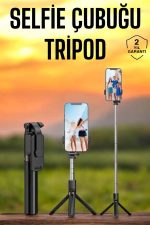 Selfie Çubuğu Tripod Kumandalı Telefon Tutucu Siyah - Görsel 2