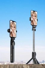 Tripod Kablosuz Bluetooth Bağlantılı Selfie Çubuğu 360 Derece Dönebilen - Görsel 3