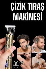 Tıraş Makinesi Şarjlı Profesyonel Saç Kesme Makinesi Gold Çizik Tıraş - Görsel 2