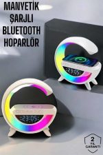 Bluetooth Hoparlör 15W Kablosuz Hızlı Şarj LED Gece Lambası - Görsel 2