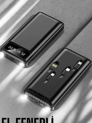 Powerbank 20.000 Mah Dijital Göstergeli LCD Ekran Uzun Pil Ömrü
