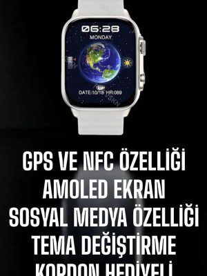 Akıllı Saat Android ve İOS Uyumlu NFC Ve GPS Özelliği Arama Cevaplayan