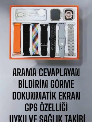 Akıllı Saat 7 Kordonlu Metal,Plastik Ve Hasır Kordon Seçeneği