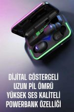 Powerbank Özellikli Kablosuz Bluetooth Kulaklık RGB Işıklı - Görsel 3