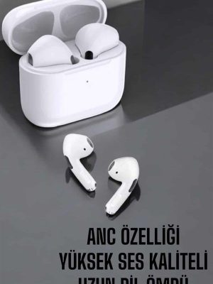Beyaz Yeni Nesil Pro Bluetooth Kulaklık Yüksek Ses Kaliteli ANC Özelliği