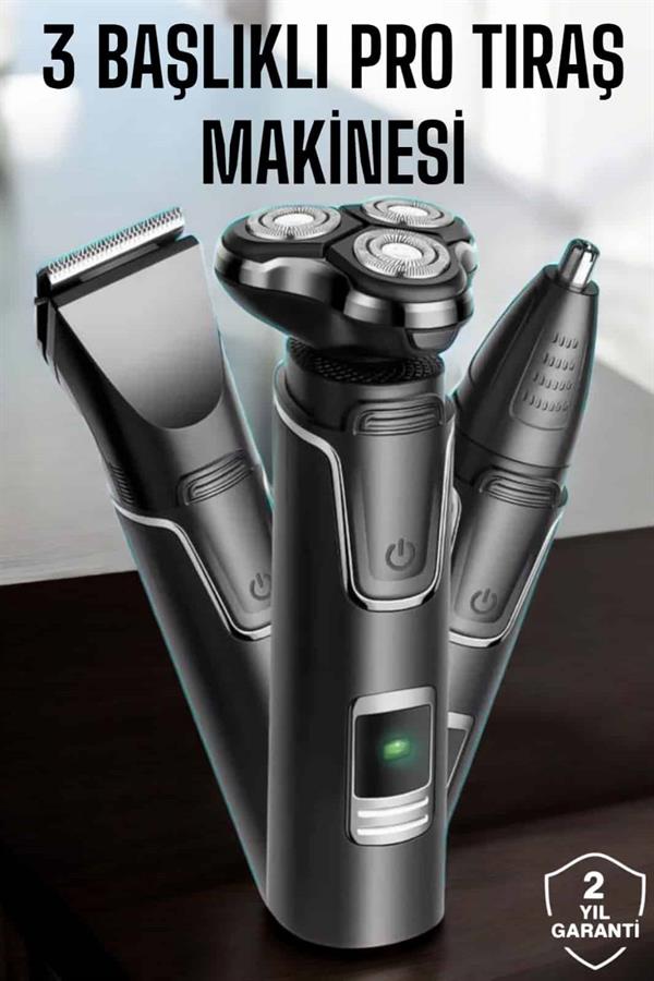 Compressed by jpeg-recompress Yüksek Performanslı 3 Başlıklı Profesyonel Tıraş Makinesi - Görsel 2
