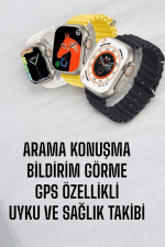 45 MM Gri Kasa Ultra Akıllı Saat Sesli Görüşme, Sağlık Takibi, Suya Dayanıklı - Görsel 5