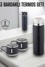 Paslanmaz Çelik 3’lü Termos Seti Vakumlu ve 8 Saat Isı Koruma - Görsel 2