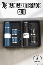 Şık ve Dayanıklı 3 Bardaklı Termos Seti Uzun Süre Isı Koruma Özellikli - Görsel 2