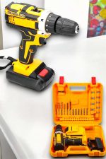 24 Parça Çift Bataryalı Şarjlı Matkap Seti 24W Motor ve Otomatik Mil Kilitli Tasarım - Görsel 4