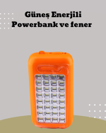 Güneş Paneli Destekli Powerbank ve LED Işıldak – 10000 mAh, Çift USB, Outdoor Kullanım İçin