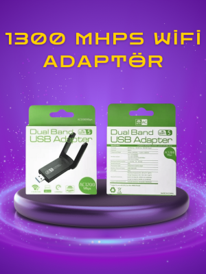 Yüksek Hızlı 1200 Mbps Çift Bant USB WiFi Adaptör – Güçlü Sinyal, Geniş Uyumluluk