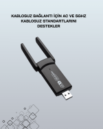 USB WiFi Adaptör – 1200 Mbps Hız - Görsel 2