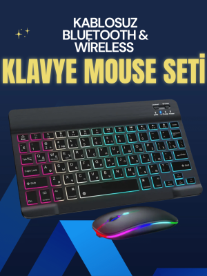Şık ve Sessiz Tasarımlı Işıklı Klavye Mouse Seti – Şarjlı, Wireless